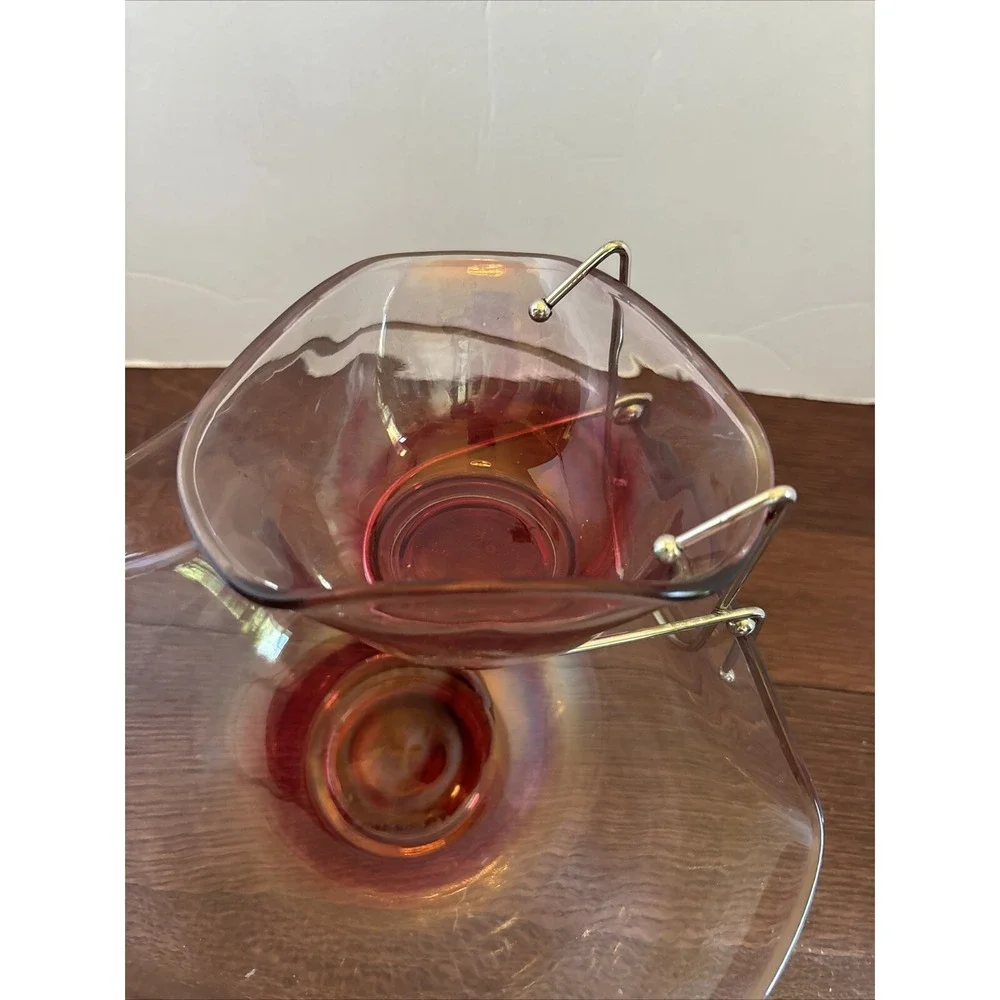 VTG Anchor Hocking Pink Ombre Scalloped Chip/Dip Bowl Set,Hanger Fridgescaping